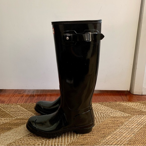 Hunter Original Tall Rain Boots - Shiny Black - Picture 3 of 7